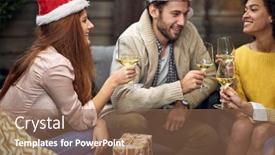  Presentation with christmas party - Slides featuring group-of-happy-young-people background and a violet colored foreground