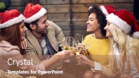  Presentation with christmas party - Cool new slides with group-of-happy-young-people backdrop and a coral colored foreground