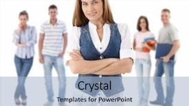  Presentation with young happy people smiling - Presentation having group-of-happy-young-people background and a light blue colored foreground