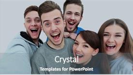  Presentation with group - Theme with group of happy young teenager background and a gray colored foreground