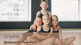  Presentation with black girls - Presentation theme with group-of-happy-youthful-girls background and a coral colored foreground