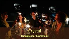  Presentation with sparkling lights - Slides having group-of-happy-youthful-multicultural background and a tawny brown colored foreground