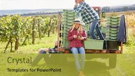 Presentation with harvest - Amazing presentation design having group-of-harvest-workers-takes backdrop and a gold colored foreground