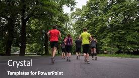  Presentation with team training - Audience pleasing presentation design consisting of group-of-healthy-people-jogging backdrop and a gray colored foreground