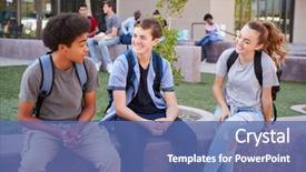  Presentation with high school students - Theme enhanced with group of high school students background and a ocean colored foreground