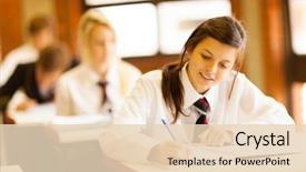  Presentation with high school students - Presentation theme having group of high school students background and a lemonade colored foreground