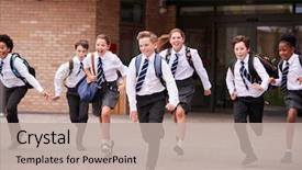  Presentation with high school students - Cool new PPT layouts with group of high school students backdrop and a mint green colored foreground