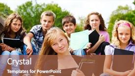  Presentation with high school students - Beautiful presentation featuring group of high school students backdrop and a red colored foreground