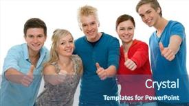  Presentation with high school - Colorful slide set enhanced with group of high school students backdrop and a ocean colored foreground