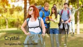  Presentation with mission - Cool new presentation theme with group of hikers in woods backdrop and a  colored foreground
