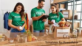  Presentation with hispanic - PPT layouts having group-of-hispanic-volunteers-smiling background and a coral colored foreground