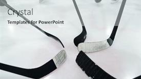  Presentation with ice rink - Colorful PPT layouts enhanced with group-of-hockey-sticks backdrop and a sky blue colored foreground