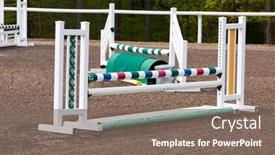  Presentation with equestrian - Slide set with group-of-horse-jumps background and a gray colored foreground