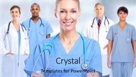  Presentation with hospital - Slides featuring group of hospital doctors background and a light blue colored foreground