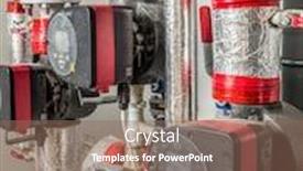  Presentation with water pumps - Colorful slide set enhanced with group-of-hot-water-circulating backdrop and a violet colored foreground