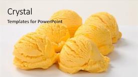  Presentation with ice cream truck - Cool new slide deck with group of ice cream scoops backdrop and a  colored foreground