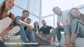  Presentation with initiative - Cool new PPT theme with group-of-initiative-young-people backdrop and a ocean colored foreground