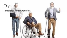  Presentation with wheelchair - Slides enhanced with group-of-injured-men background and a white colored foreground