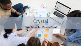  Presentation with intercultural - PPT theme featuring group-of-intercultural-brokers-analyzing background and a light blue colored foreground