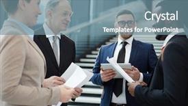  Presentation with intercultural - Presentation theme consisting of group of intercultural business partners background and a seafoam green colored foreground