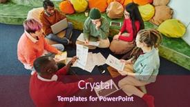  Presentation with managers - Beautiful slide deck featuring group-of-intercultural-financial-managers backdrop and a tawny brown colored foreground