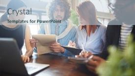  Presentation with new ideas - Colorful PPT theme enhanced with group of intercultural manageres sitting by table brainstorming and discussing new ideas at start-up meeting in cafe backdrop and a lemonade colored foreground