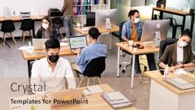  Presentation with social worker - Slide deck consisting of group-of-interracial-business-worker background and a coral colored foreground