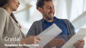  Presentation with job interview - Slide set with group-of-job-candidates-chatting background and a gray colored foreground