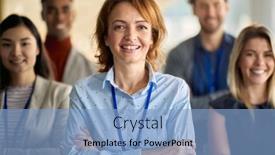  Presentation with atmosphere - Amazing PPT layouts having group-of-job-candidates-posing backdrop and a light blue colored foreground