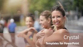  Presentation with stretching - Slide set featuring group-of-joggers-stretching-out background and a coral colored foreground