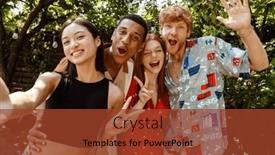  Presentation with dinner party - PPT theme with group-of-joyful-positive-young background and a tawny brown colored foreground