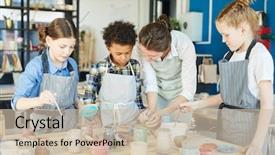  Presentation with clay - Beautiful slides featuring group of kids and their backdrop and a soft green colored foreground