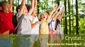  Presentation with tour - Presentation theme featuring group-of-kids-cheer background and a tawny brown colored foreground