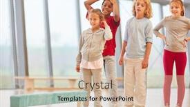  Presentation with physical education - Slides having group-of-kids-in-primary background and a soft green colored foreground