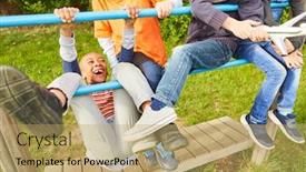  Presentation with kids gym - Cool new presentation theme with group-of-kids-is-having backdrop and a coral colored foreground