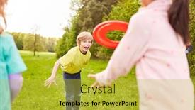  Presentation with kids playing - Colorful PPT layouts enhanced with group-of-kids-playing-frisbee backdrop and a yellow colored foreground