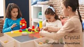  Presentation with kids playing - PPT theme consisting of group-of-kids-playing background and a  colored foreground