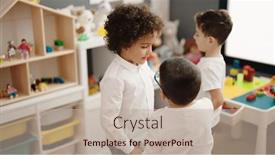  Presentation with kindergarten - Presentation consisting of group-of-kids-students-dancing background and a mint green colored foreground