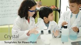  Presentation with liquid - PPT theme with group-of-kids-students-pouring background and a light gray colored foreground