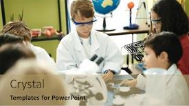  Presentation with gadget - Slide deck consisting of group-of-kids-students-using background and a coral colored foreground