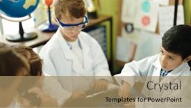  Presentation with gadget - Presentation theme consisting of group-of-kids-students-using background and a coral colored foreground