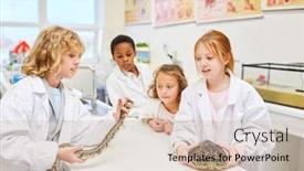  Presentation with exotic animals - Beautiful PPT layouts featuring group-of-kids-with-exotic backdrop and a soft green colored foreground