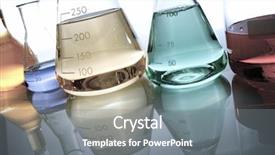  Presentation with flasks - Slide set featuring erlenmeyer - group of laboratory flasks background and a gray colored foreground