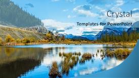  Presentation with canadian - Amazing PPT theme having group of lakes in the canadian rockies autumn day on the lake vermilion the concept of ecological photographic and active tourism backdrop and a light blue colored foreground