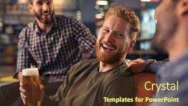  Presentation with brewed - Colorful slide deck enhanced with group-of-laughing-friends-enjoying backdrop and a tawny brown colored foreground