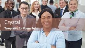  Presentation with lobby - Theme with group-of-leading-experts-standing background and a coral colored foreground