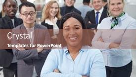  Presentation with lobby - Slides having group-of-leading-experts-standing background and a coral colored foreground