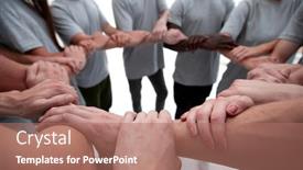  Presentation with weaving - Slide deck with group-of-like-minded-people background and a coral colored foreground