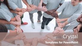  Presentation with weaving - Amazing slide set having group-of-like-minded-people backdrop and a coral colored foreground