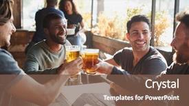  Presentation with sports bar - Amazing presentation theme having group of male friends meeting backdrop and a  colored foreground